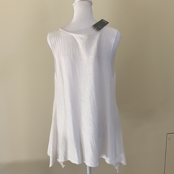 Eileen Fisher Fine Gauge Linen Knit Scoop Neck Top. Size L. NWT. White - Picture 2 of 7